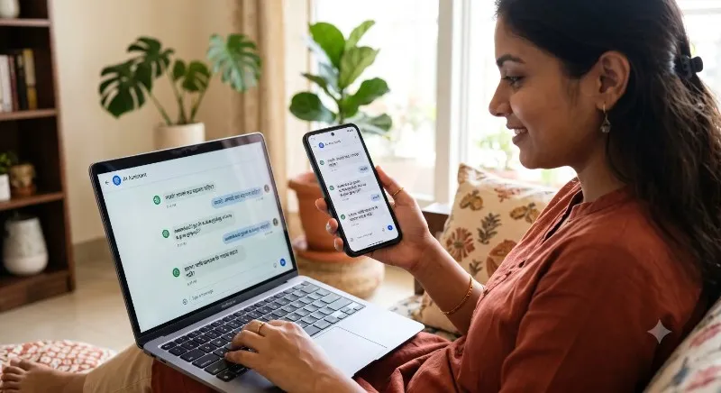 BharatGen AI multilingual LLM displaying Indian languages on a smartphone for inclusive digital access