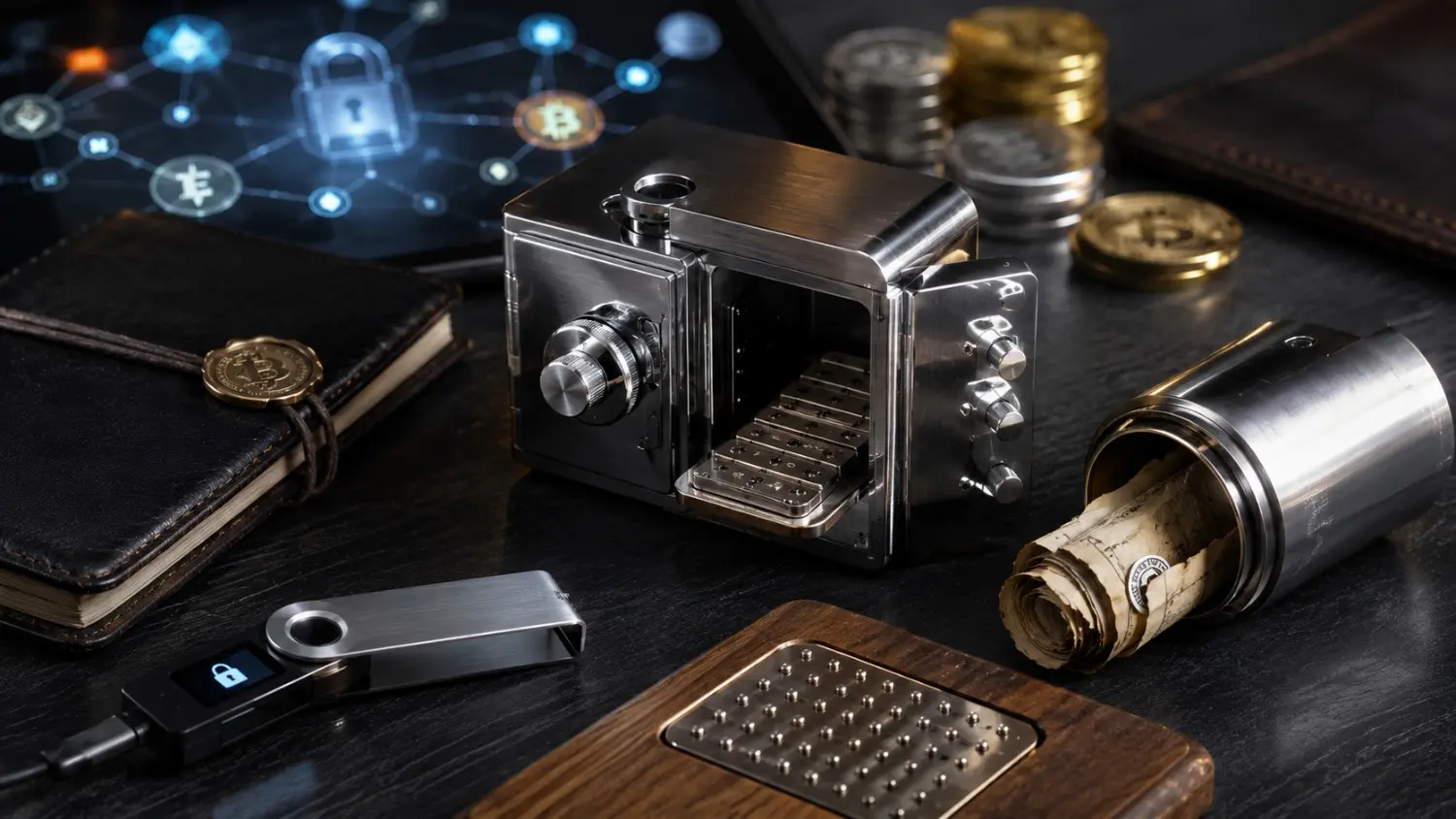Seed phrase backup securing cryptocurrency wallet recovery